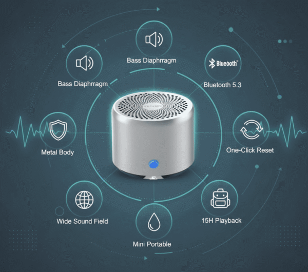 ZEDHEX S100 Mini Bluetooth Speaker - Silver - Image 3